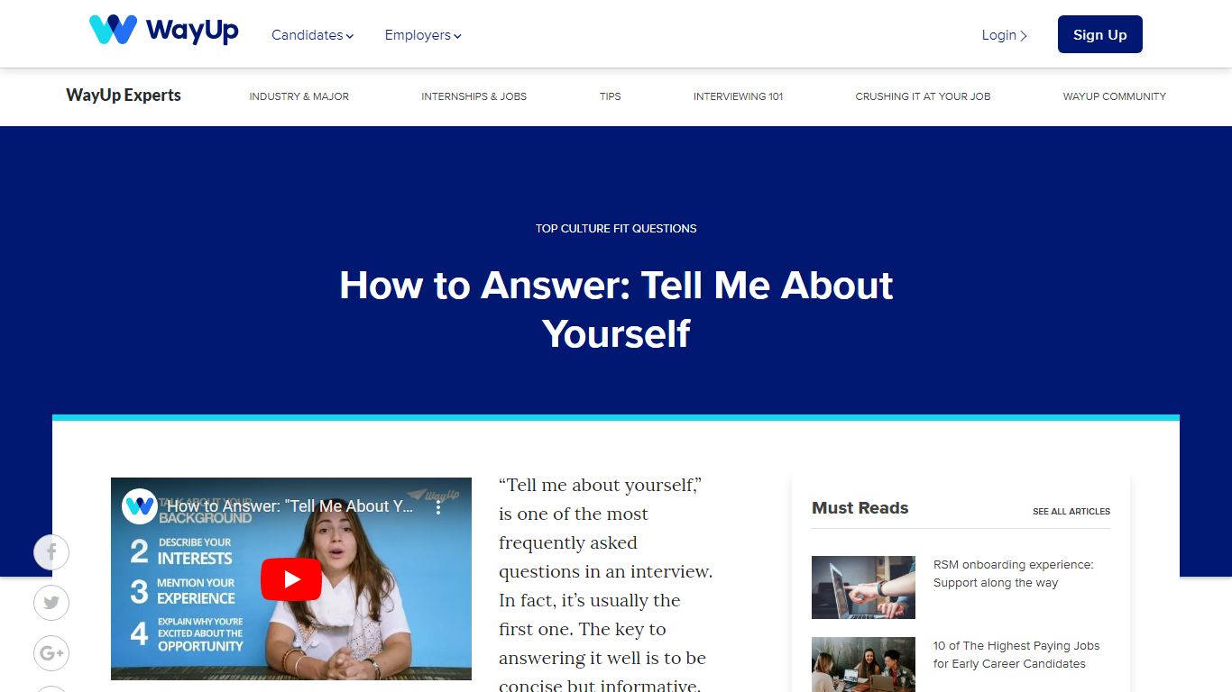 How to Answer: Tell Me About Yourself | Career Advice ... - WayUp
